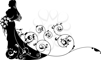 Royalty Free Clipart Image of a Bride Silhouette 
