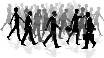 Royalty Free Clipart Image of a Crowd of Businesspeople