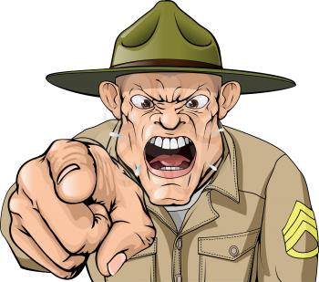 Royalty Free Clipart Image of an Angry Drill Sergeant
