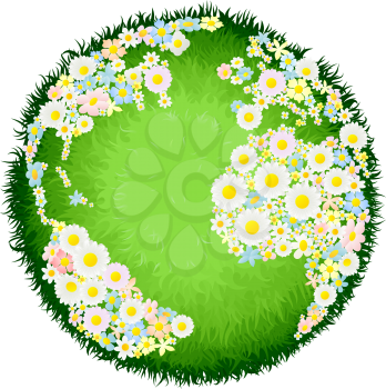 Royalty Free Clipart Image of a World Made of Flowers