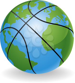 Royalty Free Clipart Image of a Globe Basketball Design
