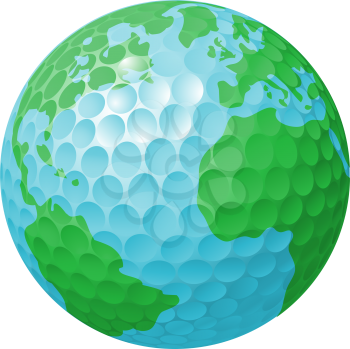 Royalty Free Clipart Image of a Globe Golf Ball