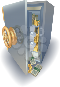Royalty Free Clipart Image of an Opened Safe
