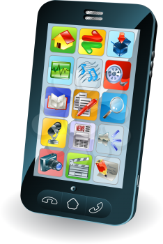Royalty Free Clipart Image of a Touchscreen Smartphone 