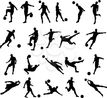 Royalty Free Clipart Image of Soccer Player Silhouettes
