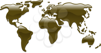 Royalty Free Clipart Image of a World Map Made of Crude Oil