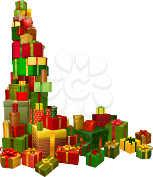 Royalty Free Clipart Image of a Lot of Christmas Gifts 