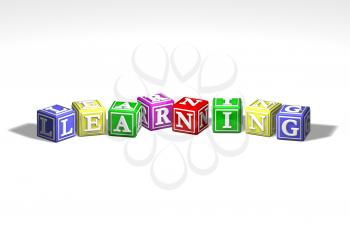 Royalty Free Clipart Image of Blocks Spelling Learning