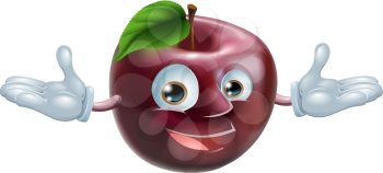 A cartoon character apple fruit man mascot