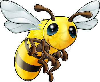 An illustration of a cartoon cute Bee character