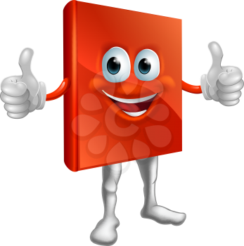Illustration of a happy cartoon red book man doing a thumbs up
