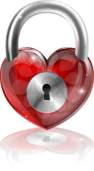 A locked heart concept graphic. Could be about needing to find love, locking feelings away or other interpretations.