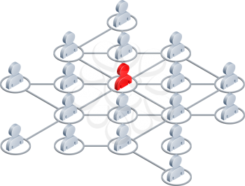 Conceptual illustration of a network of people linked together like the internet or social media network