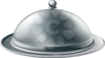 A fine dining silver cloche platter illustration such as those used in fine dining restaurants