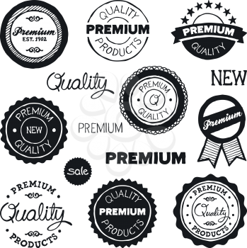 Set of hand-drawn vintage premium quality badges and labels