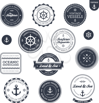 Set of vintage retro nautical badges and labels