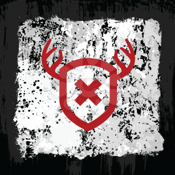 Red antler shield emblem on a gray grunge background