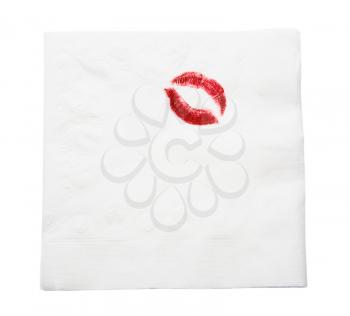 Royalty Free Photo of a Napkin with a Lipstick Print