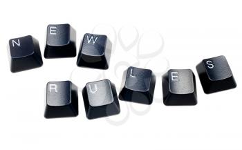 Royalty Free Photo of Keyboard Keys Spelling New Rules