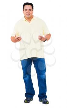 Royalty Free Photo of a Man Doing Gestures with his Hands