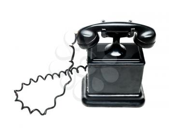 Telephone of black color isolated over white