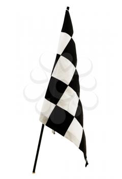 Close-up of a checkered flag isolated over white
