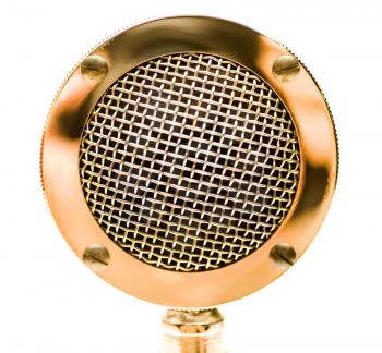 One old microphone isolated over white