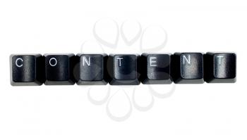 Content word is made of computer keys isolated over white