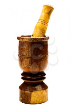 Mortar and a pestle isolated over white