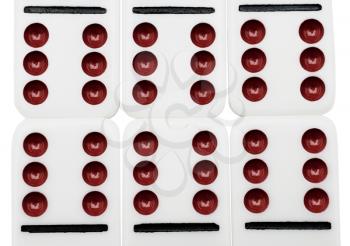 Red color dominos isolated over white