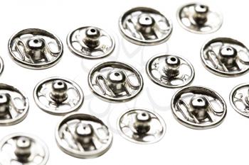 Snap buttons in a row isolated over white