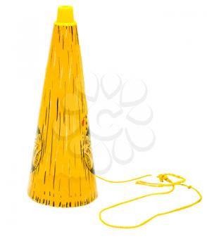 Megaphone of yellow color isolated over white
