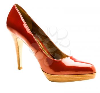 Fashionable high heels of red color isolated over white