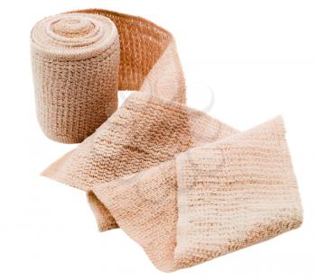 Close-up of an ace bandage isolated over white