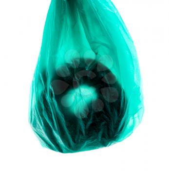 Plastic bag of Dog poo isolated over white