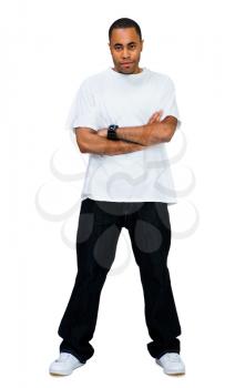 Mixedrace young man posing isolated over white