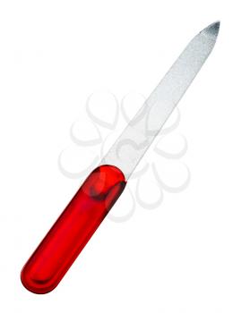 Red color nail file isolated over white