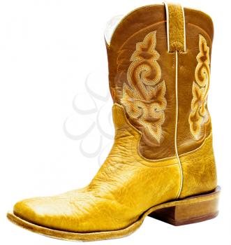 Yellow cowboy boot isolated over white