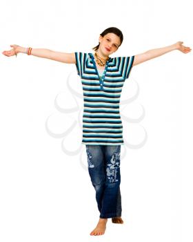 Girl smiling and posing isolated over white