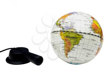 Microphone with a globe isolated over white