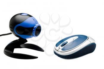 Computer mouse with a webcam isolated over white