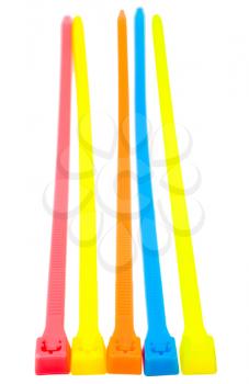 Five cable ties isolated over white