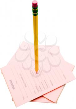 Notepads with pencil isolated over white