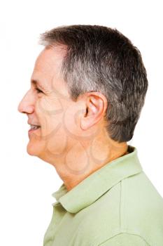 Close-up of a happy man isolated over white