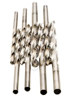 Eight drill bits isolated over white