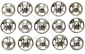 Group of snap buttons isolated over white