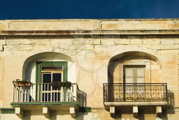 Balconies of a building, Valetta, Malta