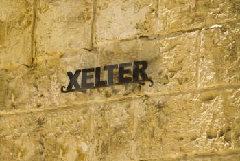 Close-up of the word XELTER on a wall, Valletta, Malta