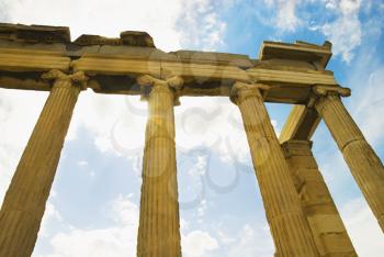 Low angle view of a colonnade, Acropolis, Athens, Greece