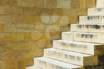 Staircase near a stone wall, Athens, Greece